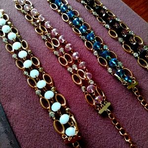 4/$20 Lot of 4 colourful crystal bracelets.